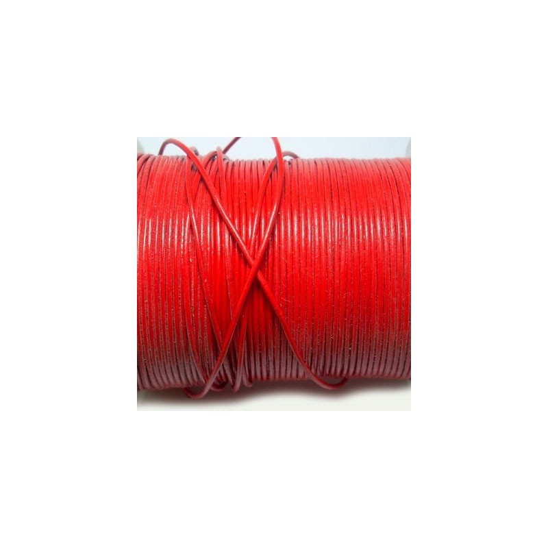 CCR15 / Cordón cuero redondo 1.5mm. Rojo. 1 Metro.
