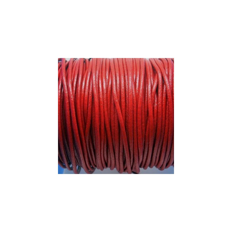 CCR25 / Cordón cuero redondo 2.5mm. Rojo. 1 Metro.