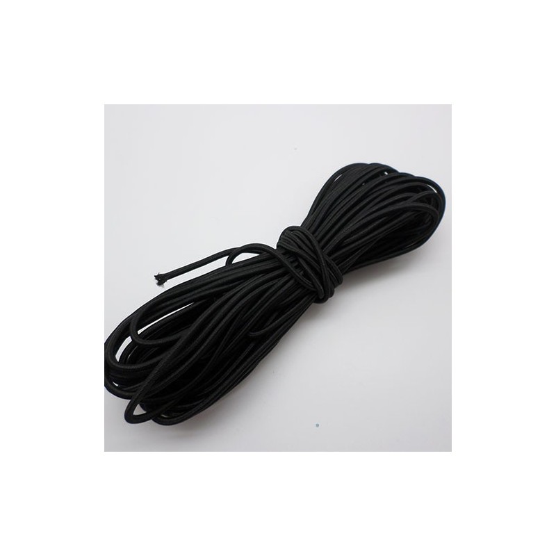Cordón Elástico Negro 2,5mm. 1metro