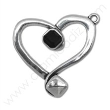 ZM79586-11Z2 / COLGANTE CORAZÓN + CRISTAL NEGRO.