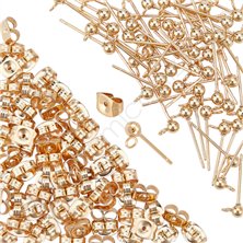 50 PARES PENDIENTE ACERO ORO BOLITA.